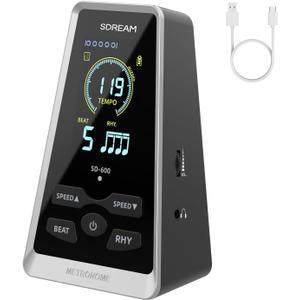 SDREAM Digital Metronome for Piano,Guitar,Violin,Rechargeable LCD Electronic Metronome with Human Voice,Professional Metronome for Beginners & Musicians,Instrument Volume & Beat Speed Adjustable