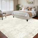 8x10 Area Rug for Living Room:Nursery Rug for Baby Girl Washable Vintage Rug with Non Slip Backing Indoor Floor Non Shedding Floral Low Pile Thin Carpets for Bedroom Dining Room Home Office Beige