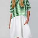 Acelitt Women Casual Summer Short Sleeve Crewneck Striped Dresses Loose Tshirt Dress,S-2XL (S)