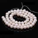 Natural Pearl Beads 100% Natural Freshwater Round Pearl Loose Beads (2 Strands) with Hole 6-7mm One Strand 14.2 inch for Jewelry Making Necklace Bracelet Charms (white)