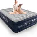 KNZZO Full Air Mattress with Built-in Pump, 18" Top Inflatable Mattress with Waterproof Flocking Fabric, Three-Minute Quick-Inflatable Bed. Portable Blow Up Mattress for Home, Outdoor and Guests (Blue)