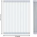 Roll Up Dish Drying Rack Tray Over Sink Detachable Foldable Collapsible Stainless Steel Multipurpose Kitchen Foldable Stainless Steel Drainer (17.5 * 13inch)