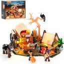 Cowboy Camp Lighting Building-Bricks Set - The Old West Shelter with Covered Wagon and Horse 542 Pcs Collection Display Set for Adults and West Lovers