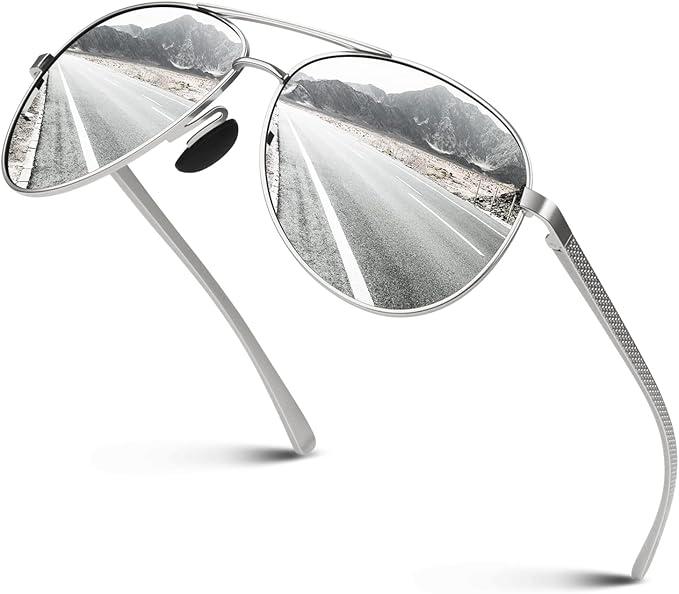 CGID Premium Al-Mg Alloy Pilot Polarized Sunglasses UV400, Spring Hinges Sun Glasses for Men Women