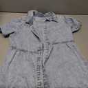 Denim Dress With Short Sleeves, Button-Down, Flowy Midi Dress, White Lace Summer Dress For Women, Bu2 (Medium, Blue)