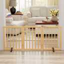 Dog Gates for Doorways Stairs, Foldable Freestanding Pet Gate, Dog Fences Indoor, Bamboo Dog Gates (Natural, 18-55" Wide)