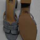 SM New York NWB Ina Denim Block Heel Sandals Open Toe Slip-On Neutral Shoes 8 1/2