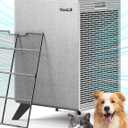 Air Purifiers for Home Large Room Up to 2250 ft - Remove 99% of Smoke Allergies Pet Dander Odor - Dual 3-Stage Filters of Washable Pre-Filters and True HEPA Filters with AQI, Auto Mode (Grey)