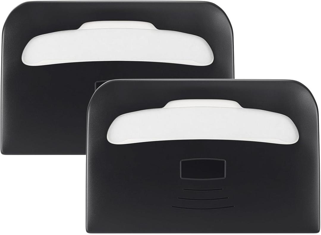 Commercial Toilet Seat Cover Dispenser Wall Mount (2-Pack), Black Half-Fold Toilet Seat Cover Holder for Bathroom/Restroom