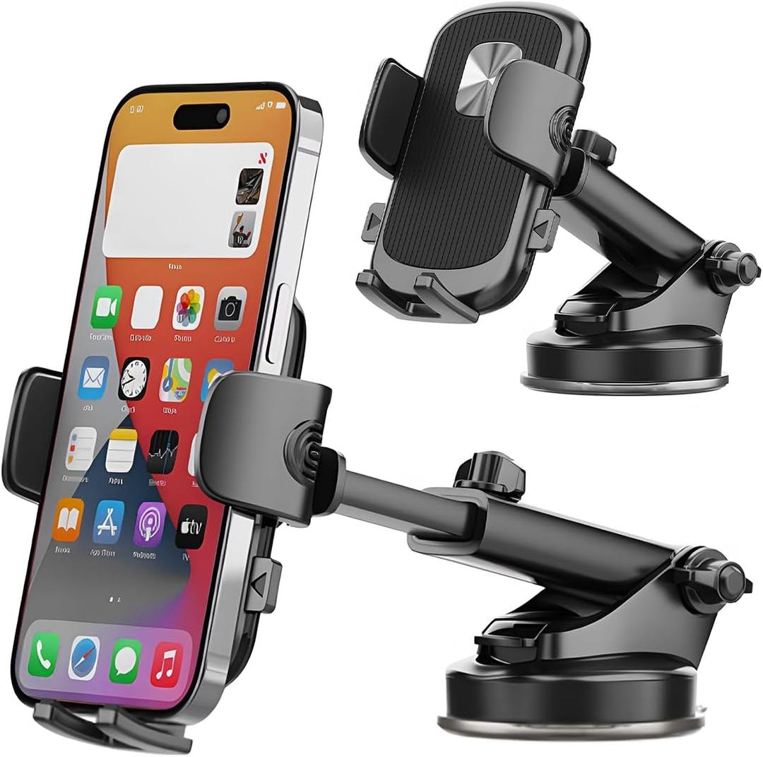Car Phone Holder, Strong Suction Cup Vehicle Dashboard Smartphones Mount, Stable Silicone Clamp Extendable Automotive Cellphone Holder Accessories, Universal for SUV, Sedan, Truck