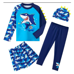 TFJH E 3PCS Kids Boys Long Sleeve Swimsuit UPF 50+ UV Sun Protective Swimwear  Size 130/64