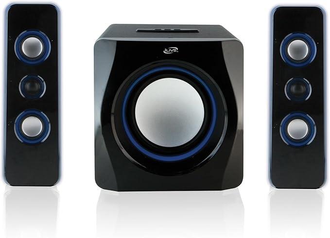 iLive Electronics Bluetooth Speaker System with Built-in Subwoofer, 7.28 x 8.86 x 7.28 Inches, Black (iHB23B)