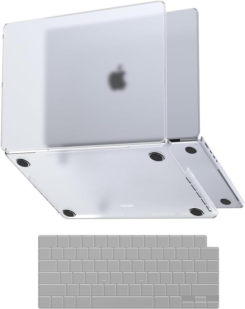 for MacBook Pro 14 inch Case M5 M4 2025 2024 2023 2021 M3 M2 M1 Pro/Max [Same as Bare-MacBook] Protective Hard Shell + Laptop Keyboard Cover - Clear (Semi-Transparent)