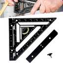 Smarts Squares Tool, 8.5-in Adjustable Woodworking Rafter Square with Level, Marking Groove and Pivot Point, Made of Aluminum Alloy, for Precise Marking and Layout (Black)