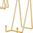 IBosins 5 Pack 8 Inch Plate Holder Display Stands, Large Metal Gold Frame Stand for Picture, Book, Photo Easel, Creation, Collectibles