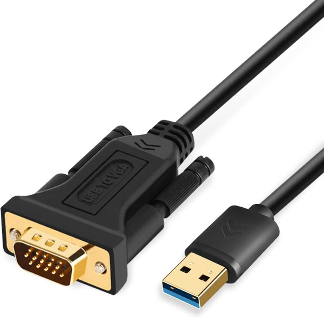 USB to VGA Adapter Cable 5FT Compatible with Windows 11/10/8/7, USB 3.0 to VGA Male 1080P Monitor Display Video Adapter/Converter Cord. (5FT)