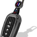 Heavy Metal Key Fob Cover, Compatible with Toyota Tundra 2022 2023 2024 2025, Fit for Corolla Cross Venza Sequoia etc, Zinc Alloy Fob Case with Carbon Fiber Pattern (1 Pcs)