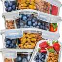 PrepNaturals 5 Pack 34 Oz Glass Meal Prep Containers - Dishwasher Microwave Freezer Oven Safe - Glass Storage Containers with Lids (Multi-Compartment)
