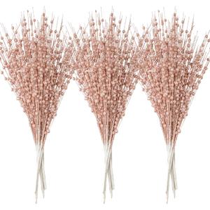 Joiedomi 24 pcs Christmas Tree Berry Stem (Rose Gold) Ornaments, Glittery Decorative Bead Sticks, Glittery Twigs, Picks, Branches for Christmas Tree, Small Vase, Holiday, Wedding, Party Decorations