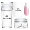 Saviland French Tip Nail Stamp: 4PCS Nail Art Stamper Kit Clear Silicone Nails Stamping Long & Short Jelly Stamper with Scrapers Nails Stamper Kit for French Manicure Home DIY Salon