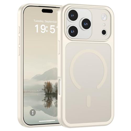 SUPFINE Magnetic for iPhone 17 Pro Case (Compatible with MagSafe)(Military Grade Drop Protection)(Camera Protection) Translucent Matte Shockproof Phone Cover 2025,Antique White