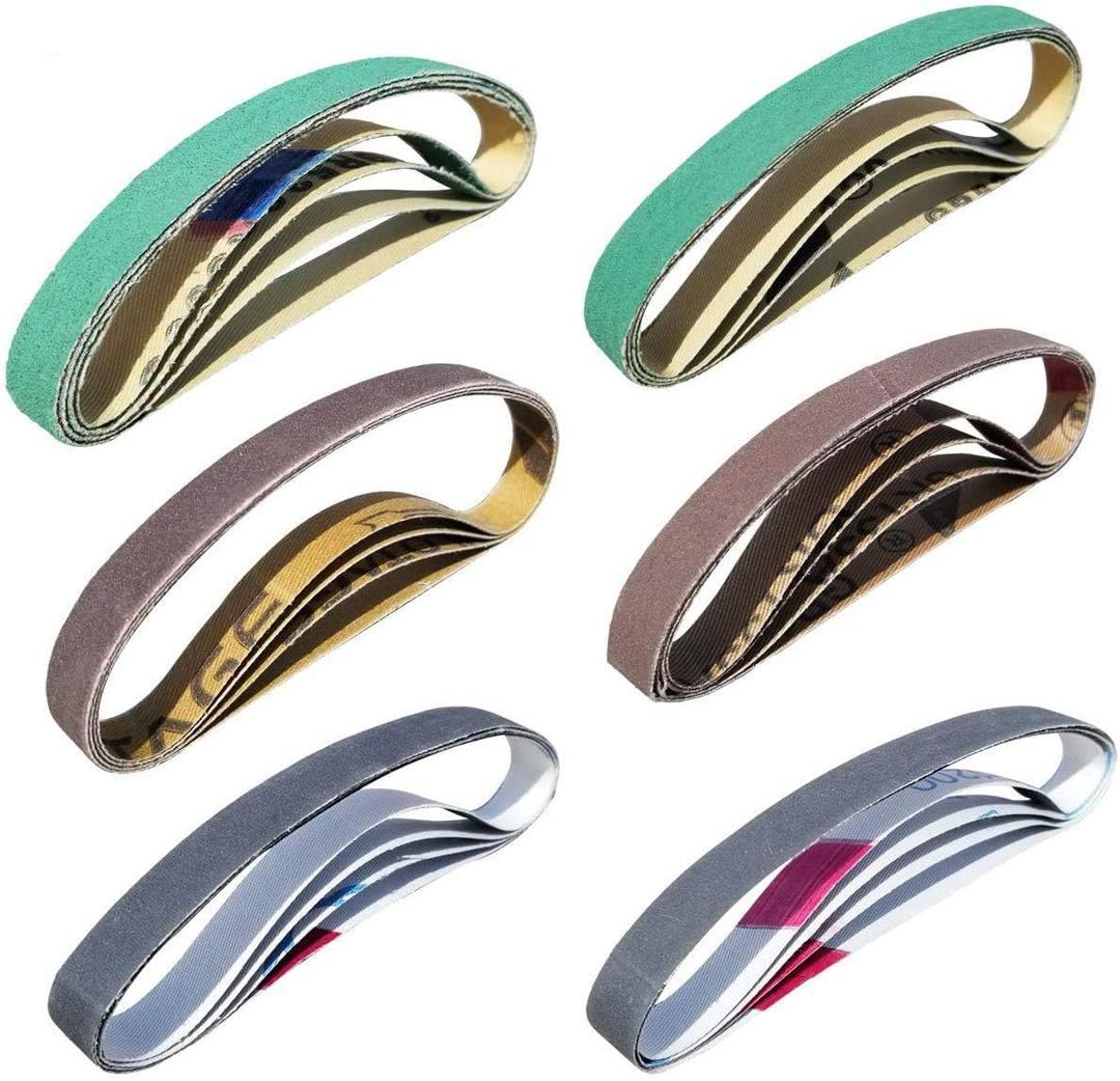 Tockrop 24 Pack 1/2" x 10" Replacement Knife Sharpener Sander Belt Kit for Work Sharp WSCMB Combo Knife Sharpener- 80/120/240/400/1000/1200 Grits Sanding Belt (0.5 x10 Inch)