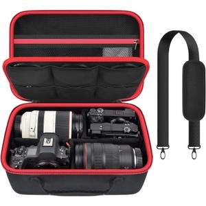 Camera Case for Canon EOS Rebel T7/R50/R6 Mark II/R100, for Sony Alpha 7 IV/ ZV-E10/ A6400/ A6700/A6100, for Nikon D7500 DSLR SLR Cameras, Bag for Lens/ Battery/ Tripod, with Shoulder Strap - Box Only