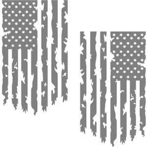 Distressed American USA US Flag Truck Tailgate Vinyl Decal - 2 Pack - Compatible with Most Pickup Trucks EUA Flag - Graphic Car, Tailgate Stickers (10" x 18" Gray)