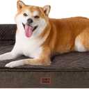EHEYCIGA Memory Foam Dog Bed Large Size Dogs, Orthopedic Dog Bed Large with Washable Removable Cover, Waterproof Pet Sofa Couch with Nonskid Bottom, 36x27x6, Brown