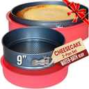 Springform Pan 9 Inch NONSTICK - Cheesecake Pan with Silicone Sleeve  NO LEAKS in Water Bath - No Foil Wrap Needed - Easy Cake Release  Sturdy Build - Heavy-Gauge Carbon Steel 0.4 mm