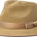 FLUFFY SENSE. Unisex Wide Brim Sun Hat Straw Panama Rancher Fedora Hat for Men Beach Hat for Women