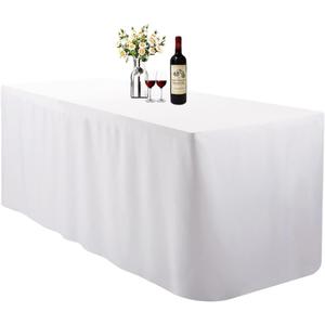 4 Feet (L x W: 48"X30") Rectangle Fitted Tablecloth for Wedding Party Banquet,Polyester Cloth Fabric Cover, White