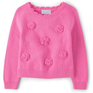 The Children's Place Baby Girls' and Toddler Long Sleeve Crew Neck Pullover Sweater (12-18 Months, Jazzberry)