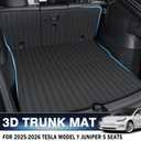 KUST Cargo Trunk Mat for Tesla Model Y Juniper 2025-2026 (5 Seats Only), Rear Trunk Liner with Back Seat Protector for Model Y Juniper Accessories TPE Rubber