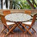 Round Tablecloth with Elastic Edge, 36-60Inch Waterproof Table Cloth for Dinner, Outdoor, Picnic, 60inch, Cherry and Blueberry