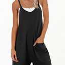 ANRABESS Womens Rompers Summer Casual Loose Sleeveless Overalls Spaghetti Strap Shorts Jumpsuit 2026 Beach Vacation Clothes (Black, L)