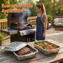 Grilling Prep and Serve Trays,Stainless Steel Large Capacity Food Prep Trays, Grill Carry System with Lid and Cutting Board, Marinade Container for Outdoor BBQ Grill Accessories, Camping Gifts for Men