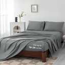 Levoo 100% Cotton Sheets Cal King Size Set 18"-24" Extra Deep Pocket Cal King Sheets Set Soft Breathable 4Pcs Bed Sheets with 1 Flat Sheet, 1 Fitted Sheet, 2 Pillowcases (Cal King, Dark Gray)