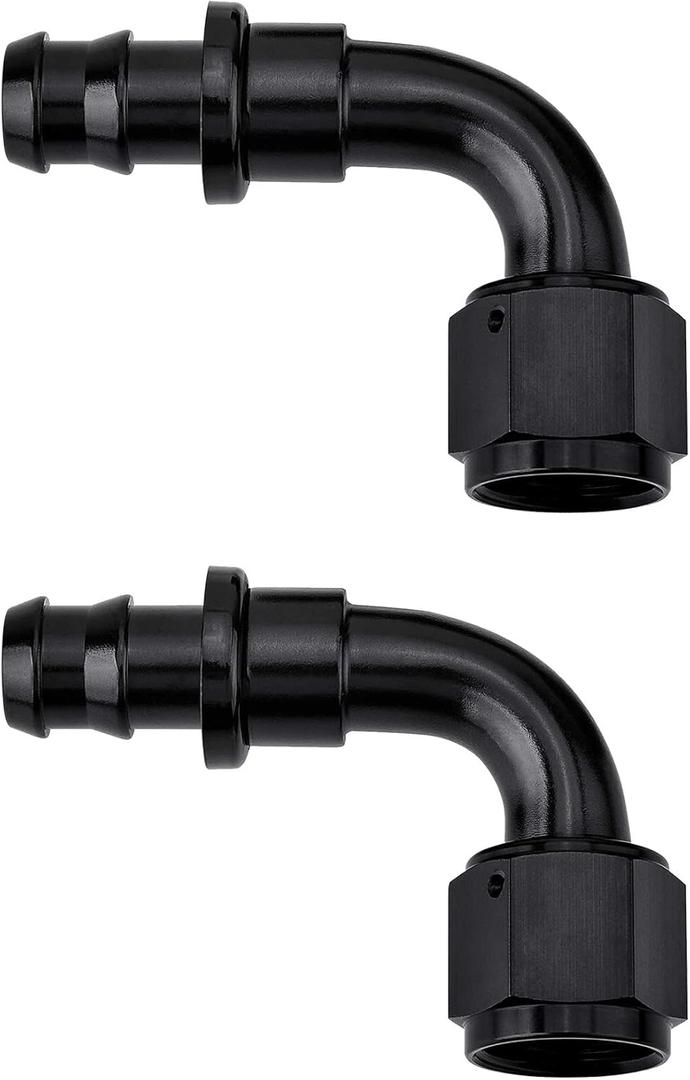 EVIL ENERGY 6AN 90 Degree Push Lock Hose Fitting End Black 2PCS