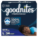 Goodnites Boys' Nighttime Bedwetting Underwear, Size Large (68-95 lbs), 34 Ct (2 Packs of 17) 