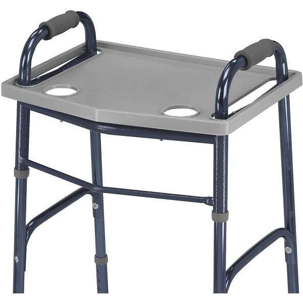 Dmi Walker Tray With Cup Holders, Walker Tray For Folding Walkers, Gray