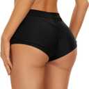 Annbon Ruched Scrunch Butt Bikini Bottoms Mid Rise boy Short Swim Bottoms Bathing Suit Bottoms for Women Full Coverage (XX-Large, Black)