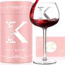 Personalized Gifts for Women, Monogrammed A-Z Wine Glass Custom Design, Unique Birthday Christmas Valentines Day Gift for Women, Initial Wine Glasses for Her, Wife, Girlfriend, Mom, Sister, Friend (L)