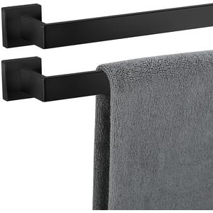 Towel Bar 2 Pack for Bathroom 36 Inch Matte Black Towel Holder 12/16/20/24/28/32/36 Inch Stainless Steel SUS304 Rustproof Towel Rack Modern Square Towel Rod for Bathroom Wall(2, Matte Black, 36 Inch)