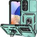 SunStory Phone Case for Samsung Galaxy A15 5G Case with HD Screen Protector & Slide Camera Cover & Rotated Ring Kickstand, [Military-Grade] Phone Case for Galaxy A15 5G (Green)