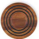 Le Creuset Magnetic Wooden Trivet, Acacia Wood with Black Silicone Rings