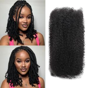 Afro Kinkys Bulk Human Hair(18 Inch) 35g/Pack, Braiding Hair for Dreadlocks, Loc Repair, Twists, Dreadlock Extensions Black