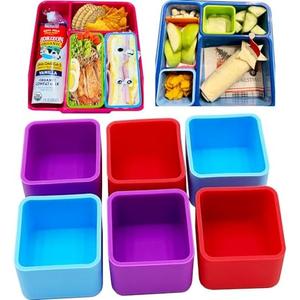 liamasum Silicone Lunch Bento Boxes Dividers Bento Box Accessories Meal Prep Containers, Pack 2