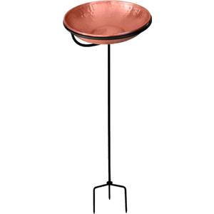 Monarch Abode Pure Copper Hand Hammered Standing Bird Bath and Feeder w/Iron Stand, 34-inch Detachable Iron Stand Outdoor Birdbath and Birdfeeder for Garden Backyard Patio & Deck, Bird Water Feeder