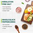 Soeos Himalayan Pink Salt Coarse 39 oz + Organic Black Peppercorns 18 oz, Salt for Grinder Refill, Salt and Peppercorns, Pepper Grinder Refill, Non-GMO Spice Seasoning Set For Cooking (57 Ounce (Pack of 1))